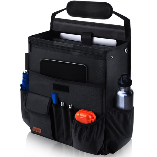 Car Organizer for Front Seat, Passenger Seat, Backseat- Hanging Car Seat Storage Organizer for Office Kids Suplly,Truck Cab Organizer with Separately Pokect for Laptop, Multiple Pockets, Cup Holders