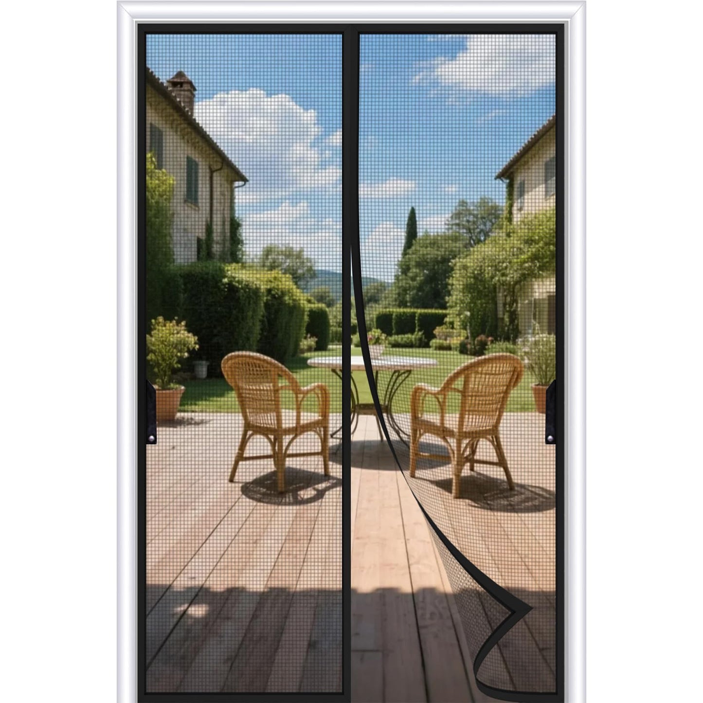 FEGO Magnetic Screen Door Fits Door Size 32"x80", Door Screen Itself Size 34"x81" Enjoy Breeze, Reinforced Fiberglass Mesh Anti-Tearing, Hands Free Entry, Pets & Kids Friendly for Patio/Front/Doorway