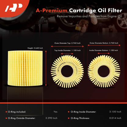 A-Premium 4-PC 10K Miles Protection Oil Filter Compatible with Toyota RAV4, Tacoma, Highlander, Sienna, Venza & Lexus RX350/450h/450hL, ES300h/350, IS200T/250/300/350, NX200T & Lotus Evora & for Scion