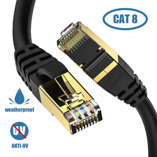 Cat8 Ethernet Cable 30ft (9.2 Meters), 30ft Ethernet Cable, Network Cable 30 ft, 40Gbps 2000Mhz RJ45 Cable, High Speed Cat 8 Ethernet Cord 30 feet, 30 ft LAN Cable for Router, Switch, Modem