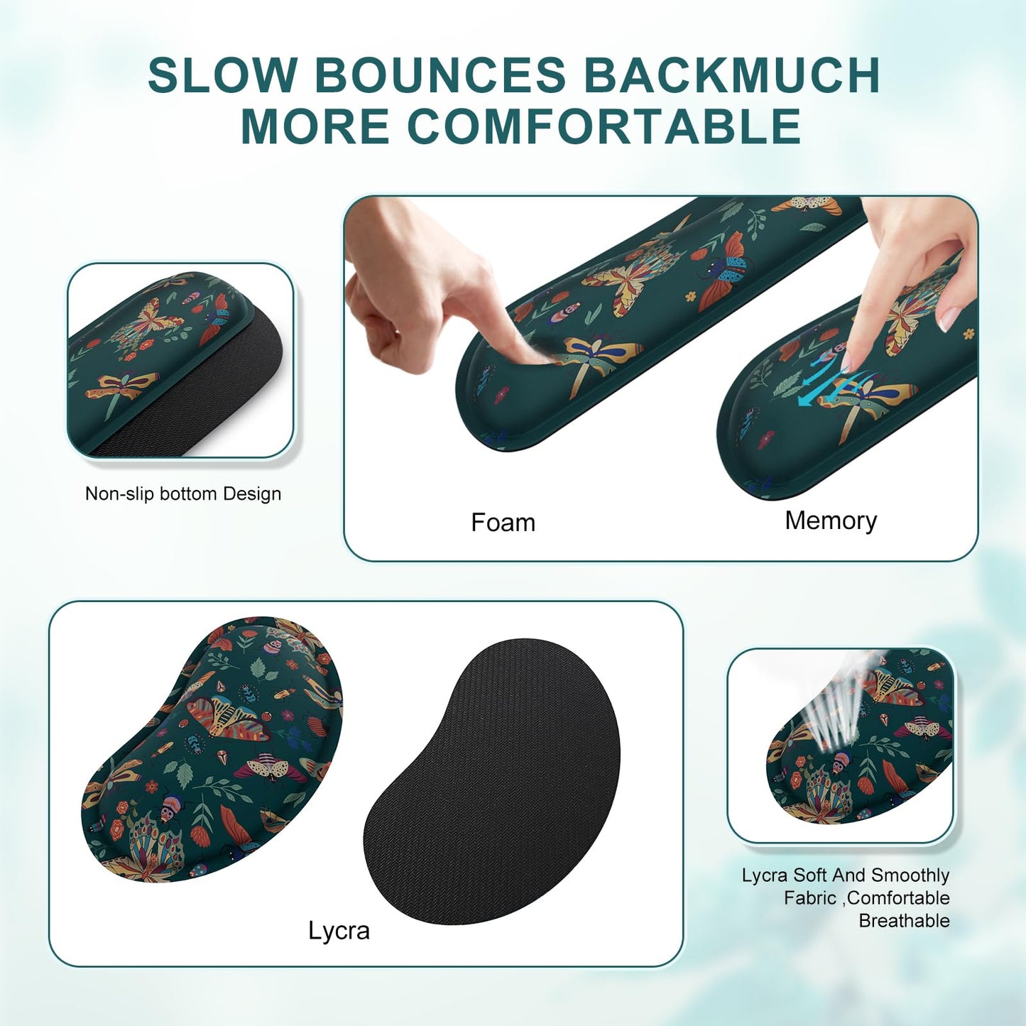 iCasso Desk Mat, 4in1 Large Mouse Pad with Wrist Rest,Green Desk Matt for Desktop,Cute Desk Pad Mat, Anti-Slip XXL Ergonomic Mousepad with Wrist Support for Keyboard and Mouse