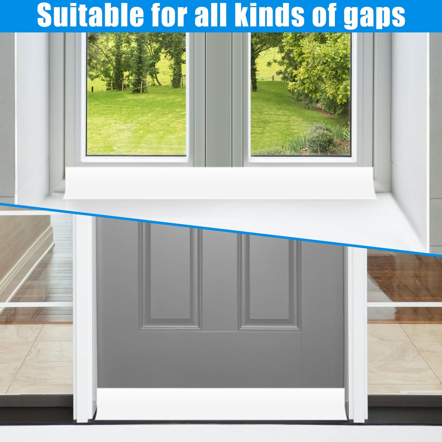 Draft Seal Tape for Doors and Windows 1 in x 20 Ft Silicone Weather Stripping Extra Thick 2mm Door Seal Strip with Strong Adhesive Draft Insulation Stopper Side Seal - White