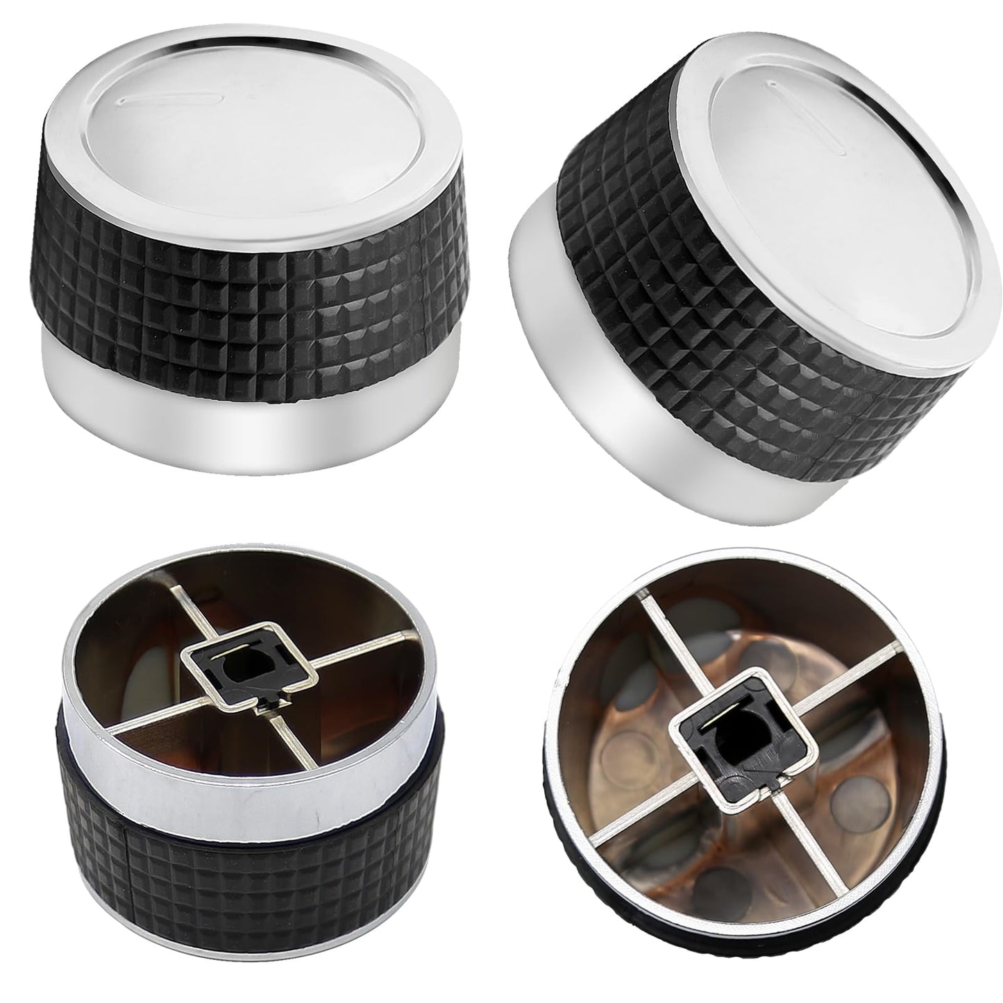 Aynaxcol 4Pcs Gas Grill Control Knobs with Nonslip Grip Gas Burner Replacement Knobs Chrome Plated Plastic with D Shaped Valve Stem BBQ Control Knobs Replacement Rotating Switch