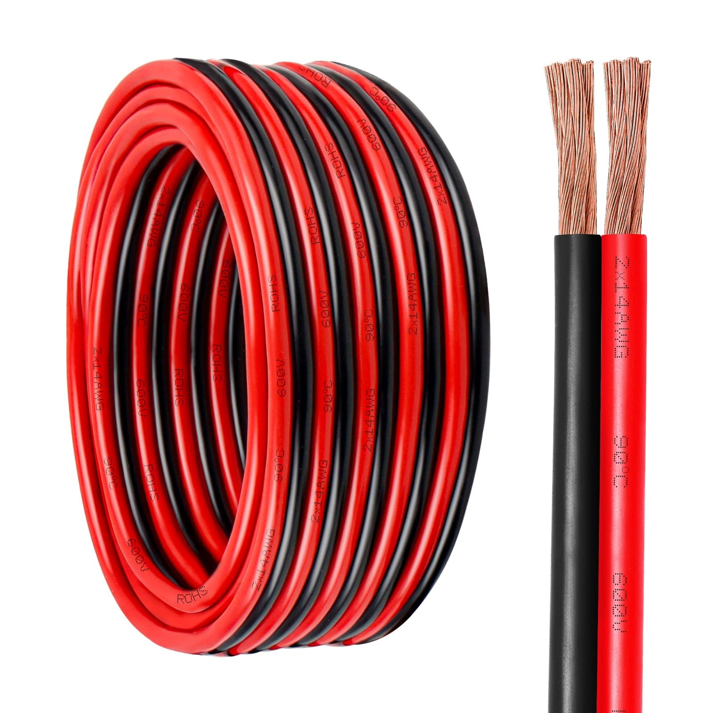 14 Gauge Wire 2 Conductors Copper Wire, 14 AWG Battery Cable Oxygen Free Copper Wire for Solar Panel, Automotive, Trailer, RV and Speaker (14 Gauge 30FT)