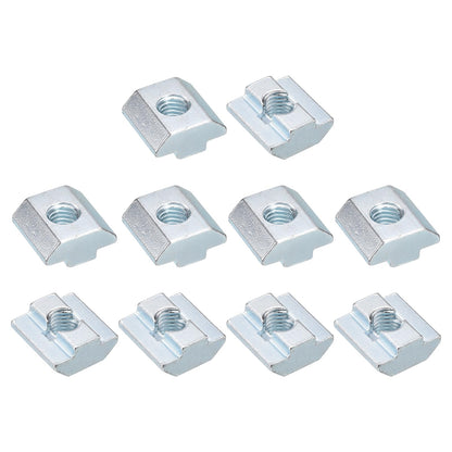 uxcell T Nuts, 30pcs - Nickel Plated Carbon Steel T Slot Bolts, 4040 Series M8 Hammer Head Fastener, Sliding T Nuts for Aluminum Extrusion Profile (Silver)