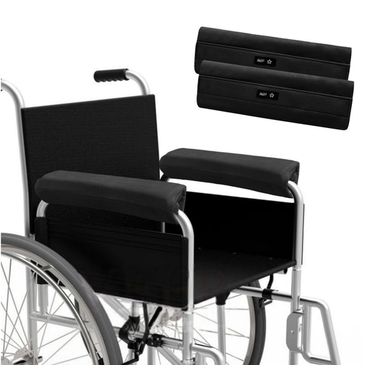 Spring Season Wheelchair Armrest Covers (Pair) - Suede Velvet Memory Foam Pads, Soft Support Cushion for Wheelchairs, Office & Transport Chairs (Black)