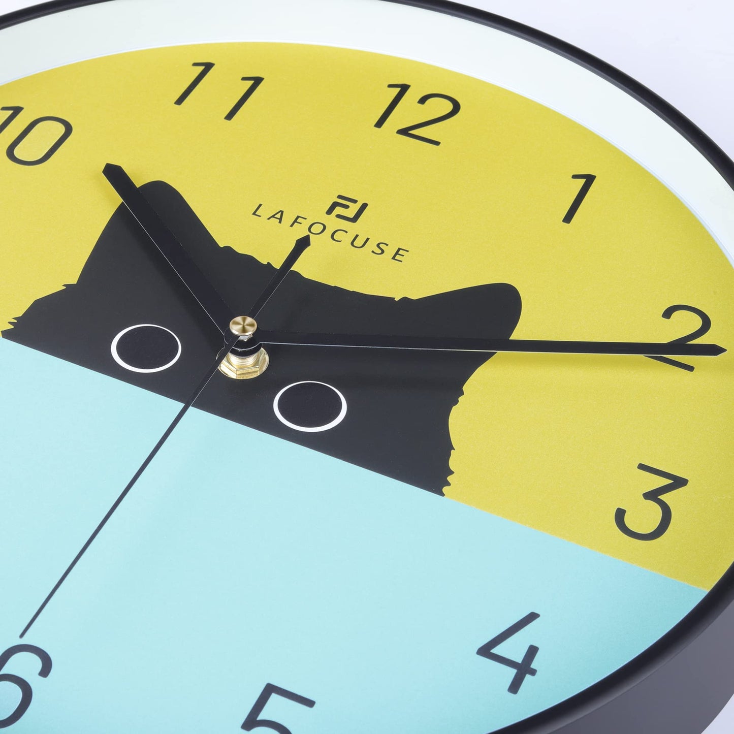 Lafocuse 12 Inch Silent Black Cat Wall Clock for Living Room, Horloge Murale Enfant Decorative Wall Clock for Home Decor, Battery Operated Modern Cute Kids Wall Clock for Kids Room Bedroom Playroom