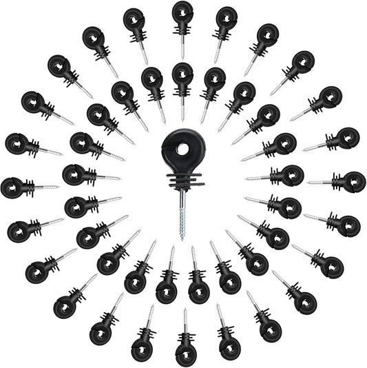 Fence Insulator 100 Pcs Black Electric Fence Insulator, Screw in Ring Insulator for Fence Ring Post Wood Post Insulator (System Electric Fence Accessories for Animal Husbandry Electronic)