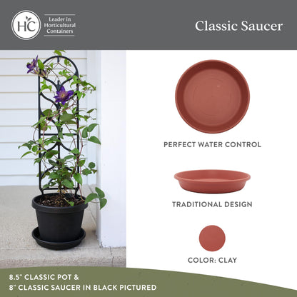The HC Companies 12 Inch Round Plastic Classic Plant Saucer - Indoor Outdoor Plant Trays for Pots - 12.5"x12.5"x2.13" Clay (Pack of 2)