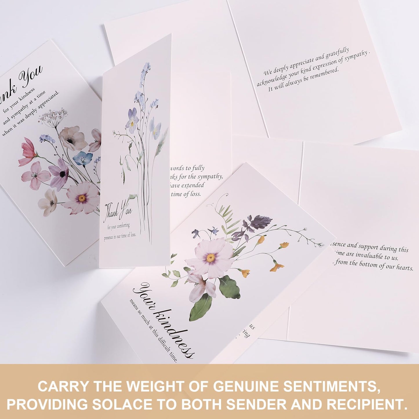 C2U Funeral Thank You Cards with Envelopes 4"x6",Stickers & Message Inside - Wildflower Bereavement Sympathy Thank You Cards for Funeral Family Friends Loved Ones (50 Wildflower Cards)