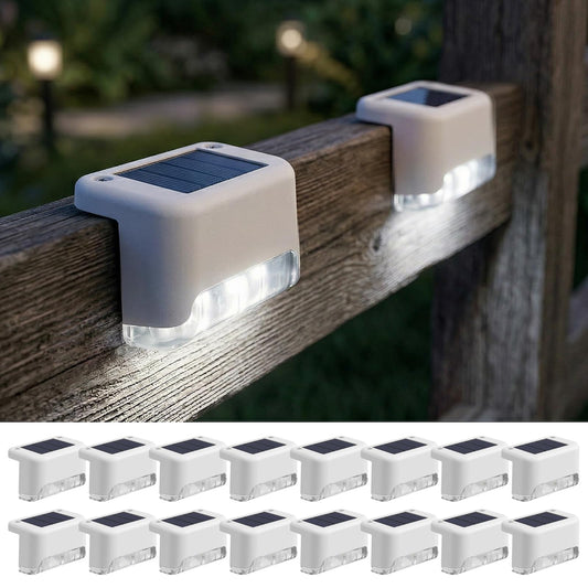 Fohil 16 Pack Solar Fence Lights, Solar Step Lights Outdoor Waterproof, LED Solar Powered Deck Lights for Outdoor Stairs, Step, Fence, Yard, Backyard, Wall and Garden