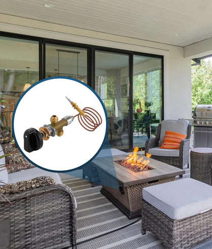 WADEO Fire Pit Control Valve Kit, Fire Pit Flame Failure Safety Control Low Pressure Propane Fire Pit Replacement Part with 3/8" Flare Inlet & Outlet