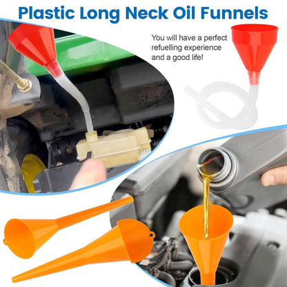 8 Pieces Filling Funnel Set, Gasoline Fuel Funnel，Right Angle Flexible Plastic Funnel Set, Universal Auto Gasoline Fuel Funnel with Detachable Hose and Manual Oil Absorber