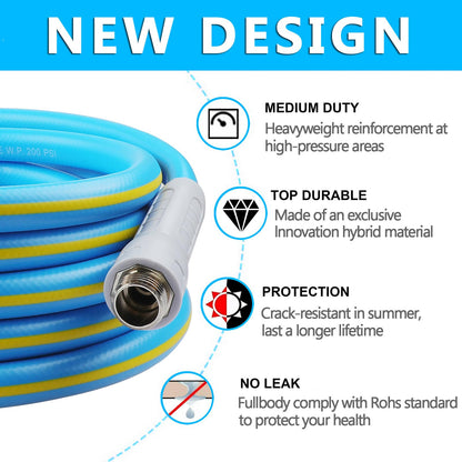 HQMPC Hose Garden Hose 5/8 in. x 30 ft., Water Hose Heavy Duty Durable Material Water Hose with Solid Fittings (Blue) …