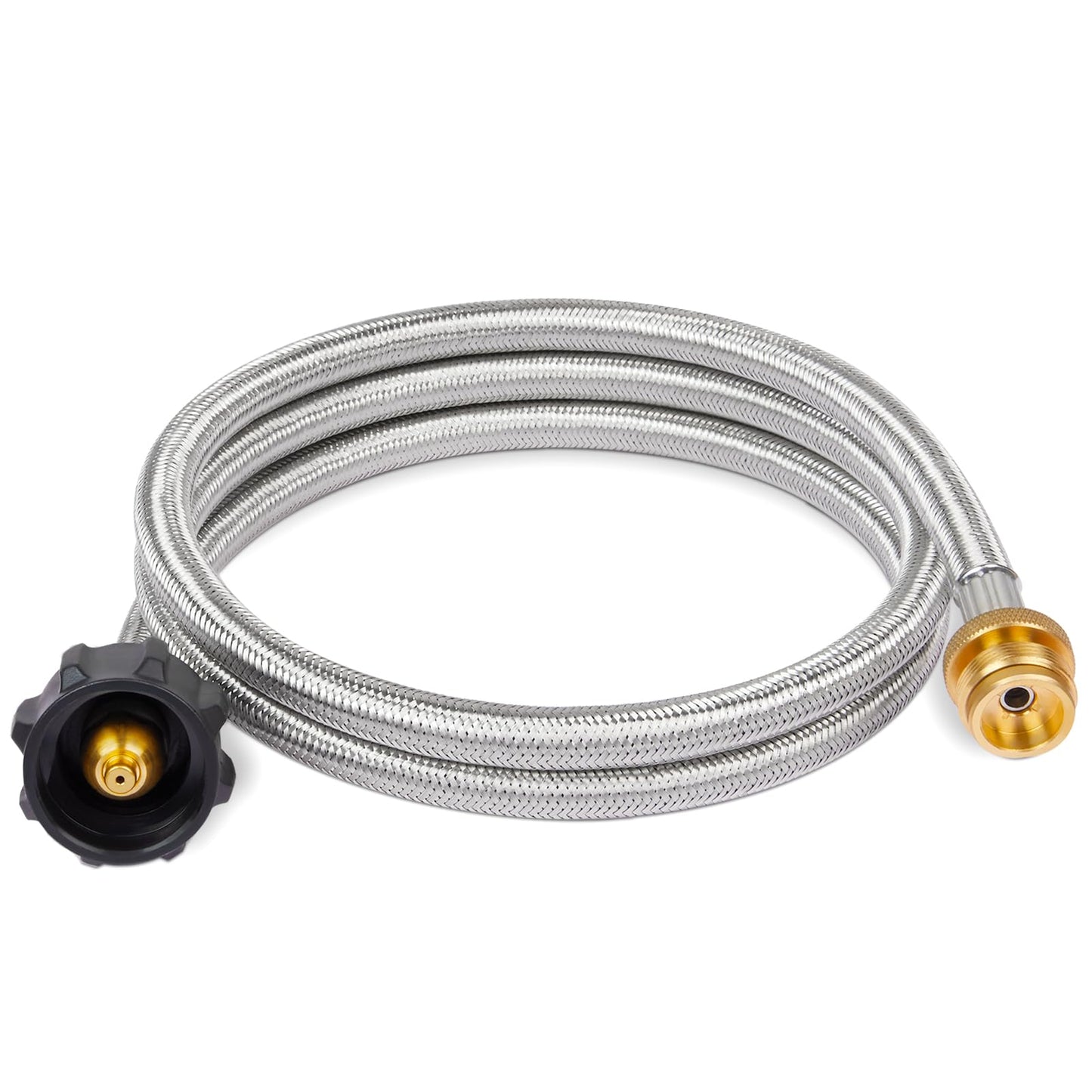 SHINESTAR Propane Hose Adapter & 5 FT Braided Hose for Buddy Heaters, Coleman Stoves, Blackstone Tabletop Griddle, Weber Grills- Adapter 1 lb to 20 lb Cylinders,CSA Certified:0002448912