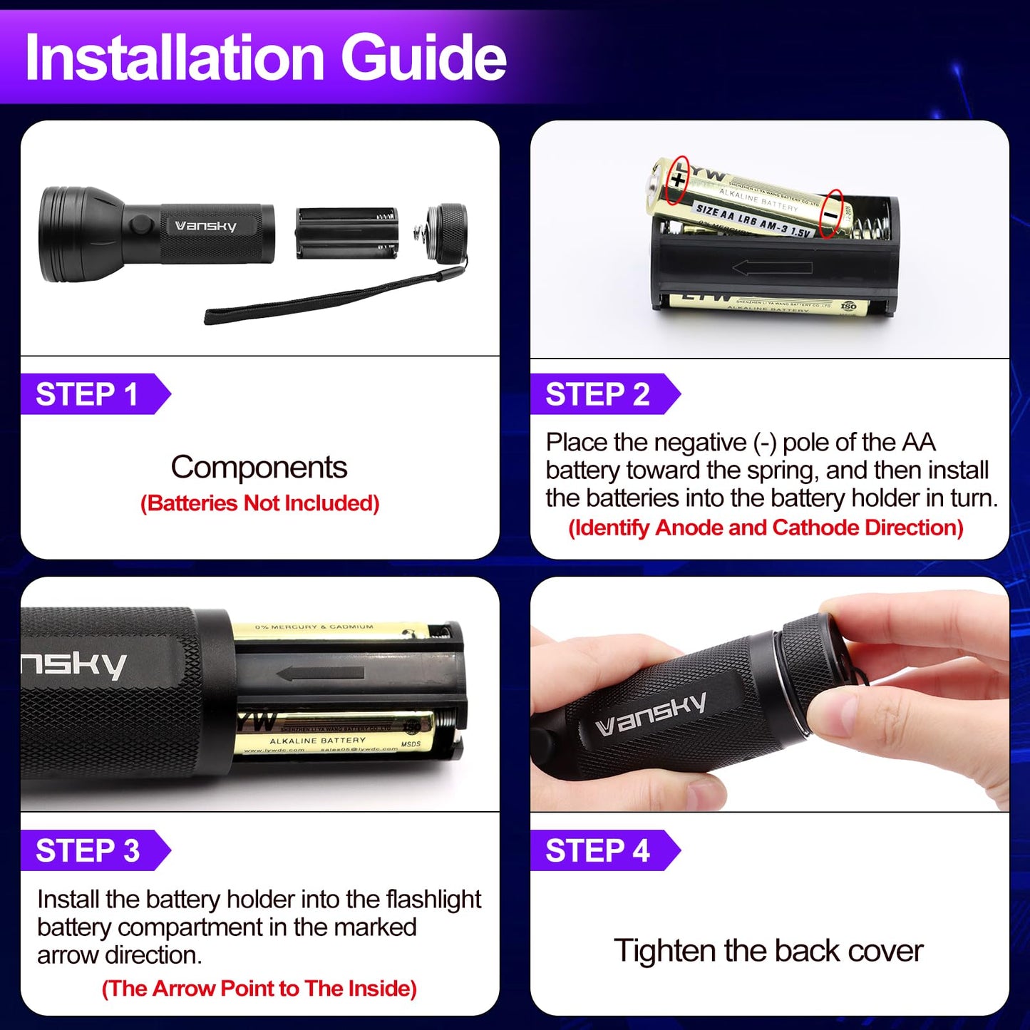 Vansky Air Conditioner Leak Detector: Professional Car Tool 68 LED Automotive AC UV Dye Leak Detection Kit with Protective Glasses