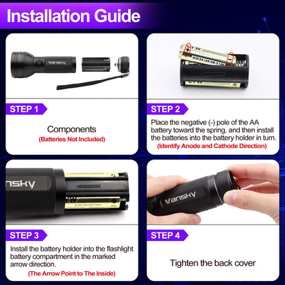 Vansky Air Conditioner Leak Detector: Professional Car Tool 68 LED Automotive AC UV Dye Leak Detection Kit with Protective Glasses