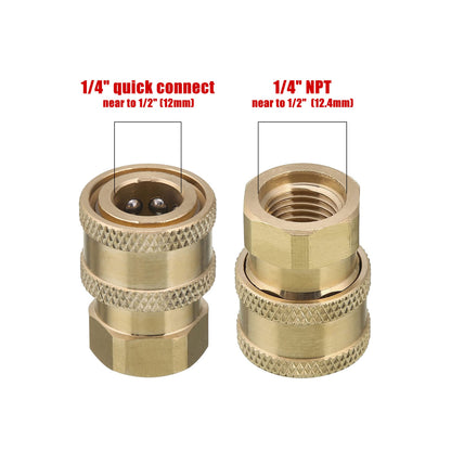 Tool Daily Pressure Washer Accessories, Brass Quick Coupler Fittings, Female NPT Socket, 5000 PSI 1/4”, 2-Pack