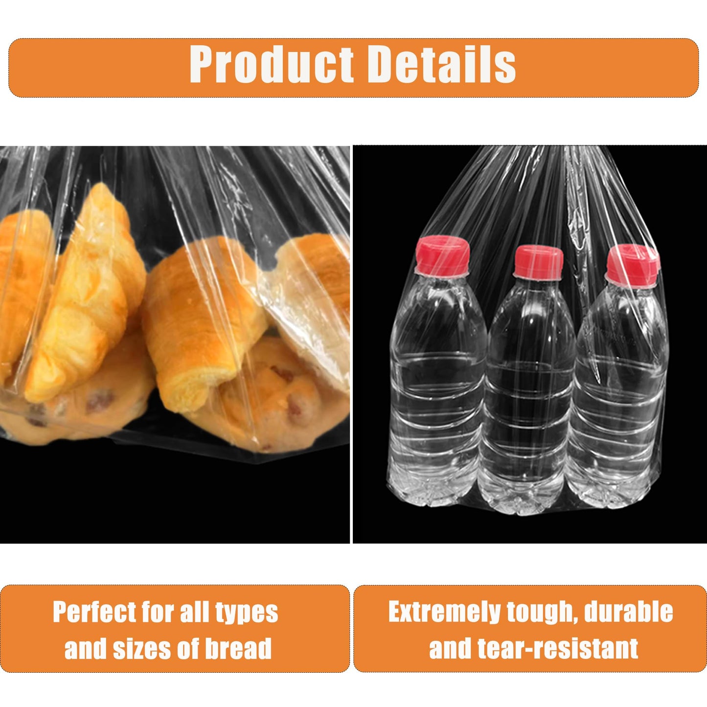Homrelaxy 300Pcs Reusable Plastic Bread Bags for Homemade Bread and 330 Ties, 18 x 8 x 4 inch Reusable clear Loaf Bags, Adjustable, Perfect for Home Bakers and Bakeries