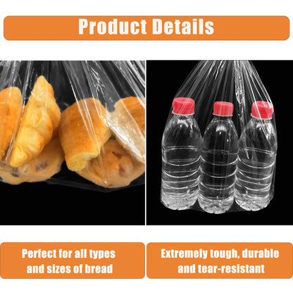 Homrelaxy 300Pcs Reusable Plastic Bread Bags for Homemade Bread and 330 Ties, 18 x 8 x 4 inch Reusable clear Loaf Bags, Adjustable, Perfect for Home Bakers and Bakeries