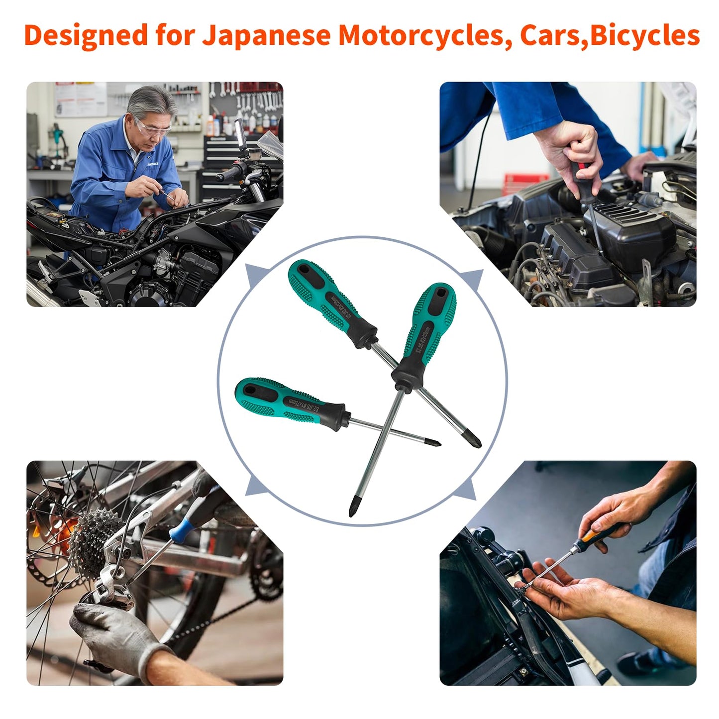 JISDriver Screwdriver Set (3Pcs) – Professional JIS #1#2#3 Drivers, Magnetic Tips, S2 Alloy Steel, Meets JIS B4633 Standard, Designed for Japanese Motorcycles, Cars,Bicycles & Industrial Equipmen