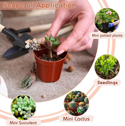 200 Pack Mini Plastic Plant Pots, 2 Inch Nursery Seedling Pots with Drainage Holes, Small Seed Starter Planter for Flower Vegetable Seedlings Mini Succulents Cactuses Indoor Outdoor Plants