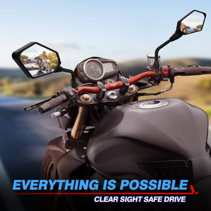 MICTUNING Mirror for Motorbike,Universal Side Mirror with 10mm Bolt 7/8 inches Handlebar Clamp Mirror,High Definition,Blast-resistant Handlebar Wing Foldable Mirrors, End Side Mirror (2 Pack)