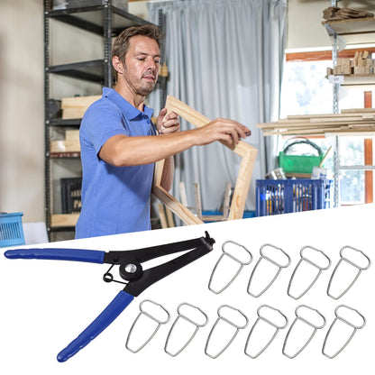 Spring Clamp Pliers with 10 Miter Clamps Woodworking Tool Miter Pliers and Clips for Frames Moldings Composite Miter Corners