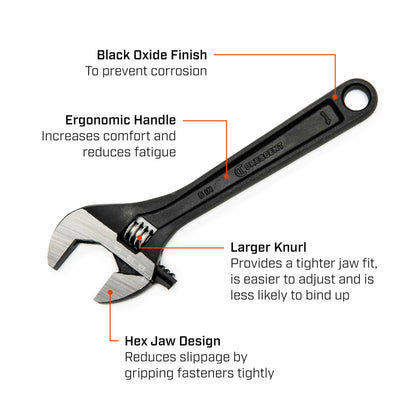 Crescent 6" Adjustable Black Oxide Wrench - Carded - AT26VS