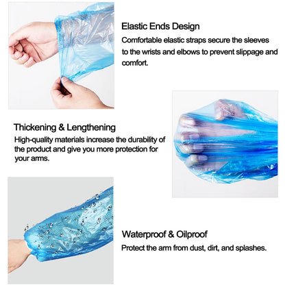 Disposable Oversleeves Covers, FIPASEN 200PCS Plastic Arm Sleeves Covers for Painting Repairing Cleaning Tattooing - White