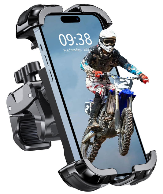 WOCBUY Bike Phone Mount, Upgrade [1s Lock][Secure Protection] Motorcycle Phone Mount, [360° Rotatable] Phone Holder for Bike Handlebar Compatible with iPhone/Samsung 4.7-6.8" Cell Phone