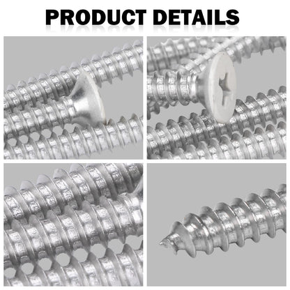 White Head 100 PCS #8X2 Stainless Steel Phillips Flat Head Wood Screws,Stainless Steel 18-8 A2(304) Screw,Home Screw Kit by QISHENG
