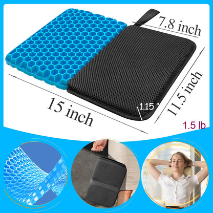 Foldable Gel Seat Cushion Portable Massage Travel Cushions, Thick Foldable Seat Cushion for Car Seat & Office Chair, Pressure Sores Tailbone Pain Relief (1.25-Inch/3.2cmThick)
