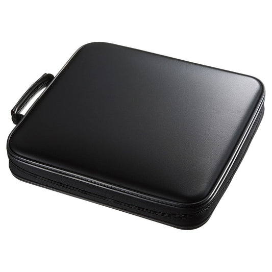 SANWA (Japan Brand) 160 Capacity CD Case, Portable DVD Storage Case, EVA Protective Music Movie Game Blu-ray Disc Wallet, Holder, Binder with Handle, Media Storage for Car, Home, Office, Black