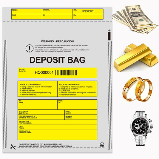 Daarcin Opaque Bank Deposit Bags, 100pcs 9x12in Tamper Proof Bag, Cash Handling, Transportation, Transfer, Valuables, Secure Bank Pocket with Independent Barcode, Self Sealing Glue, Tamper Proof