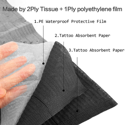 Rayyl Dental Bibs 125Pcs Disposable - Professional Waterproof Tattoo Supplies, Absorbent Table Covers & Beauty Procedure Pads | Multi-Use for Piercing, Eyelash Extensions, Skin Protection Hygiene Essentials