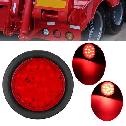 LIMICAR 4 Round LED Stop Turn Tail Lights, 12 LED Trailer Lights, 4 Inch LED Lights for Trucks, Stop Turn Signal Stop Brake Trailer Lights for Tractor Truck Bus Lorries RV (Pack of 4)