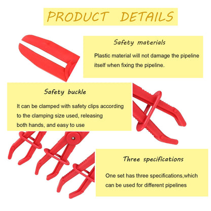 9-Pack Hose Pinch Off Pliers, Line Clamps Pinch Pliers, for Use While Repairing Coolant, Brake, Vacuum and Fuel Systems (Red, 3 Sizes)