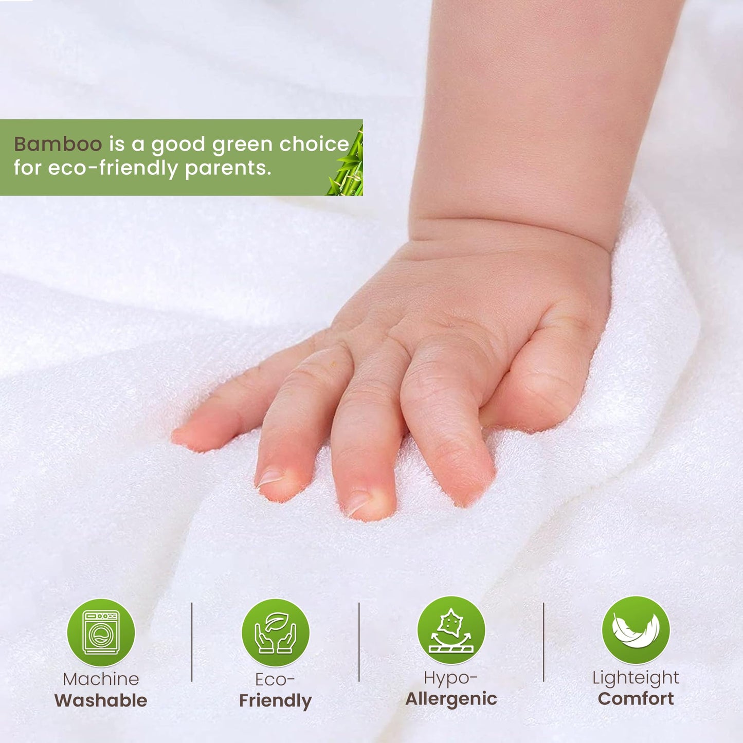 Infancie Organic Bamboo Hooded Baby Towels with Baby Washcloths 6 Pack 3 Towel 75 X 75 & 3 Washcloth 25 X 25 CM Absorbent Baby Towel with Hood Gentle On Skin Bath Essentials for Newborns and Infants