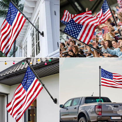 6 Ft Flag Pole Poles Outdoor Flags with Kit Mount Professional Stainless Steel Kit Outside House with Heavy Duty Metal Holder Flagpole Mounting Bracket Adjustable Length for Garden House Patio