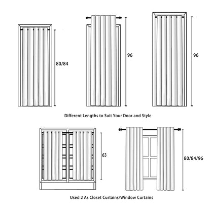 XWZO Door Curtain for Doorway Privacy and Bedroom Closet, 80 Inches Long Blackout and Thermal Insulated Room Divider Doorway Curtain Grommet Top, 1 Panel, W42 X L80, Black