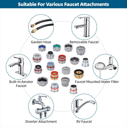 Hibbent 18 Pieces Faucet Adapter Kit, Brass Aerator Adapter Set for Faucet Tap with Removable Aerator to Connect Garden Hose, for Kitchen & Bathroom Sink - Male/Female, Chrome