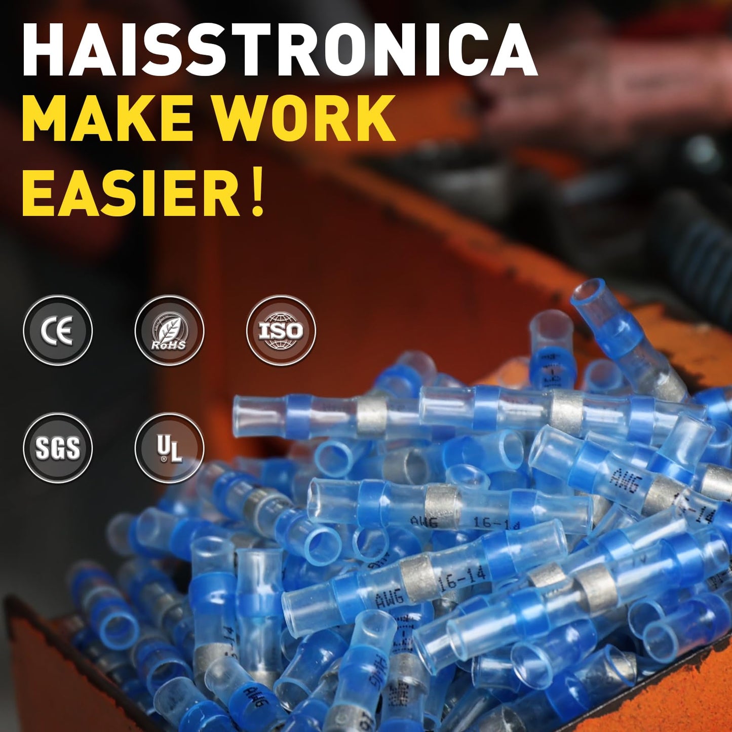 haisstronica 200PCS Solder Seal Wire Connectors,Waterproof Wire Connectors, Heat Shrink Butt Connectors for Watercraft,Electrical,Electronics 16-14 Blue
