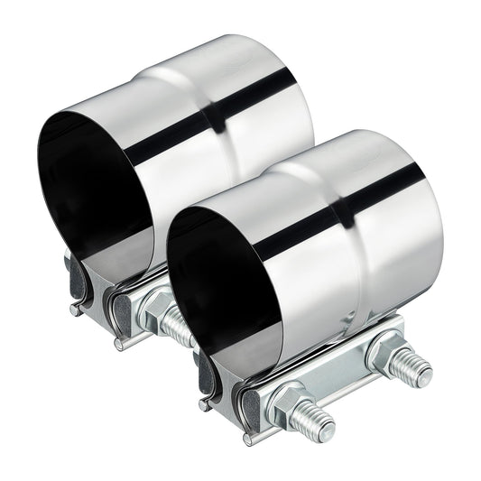 EVIL ENERGY Exhaust Clamp, Lap Joint Band Clamp Stainless Steel (2.5 Inch,2Pcs)