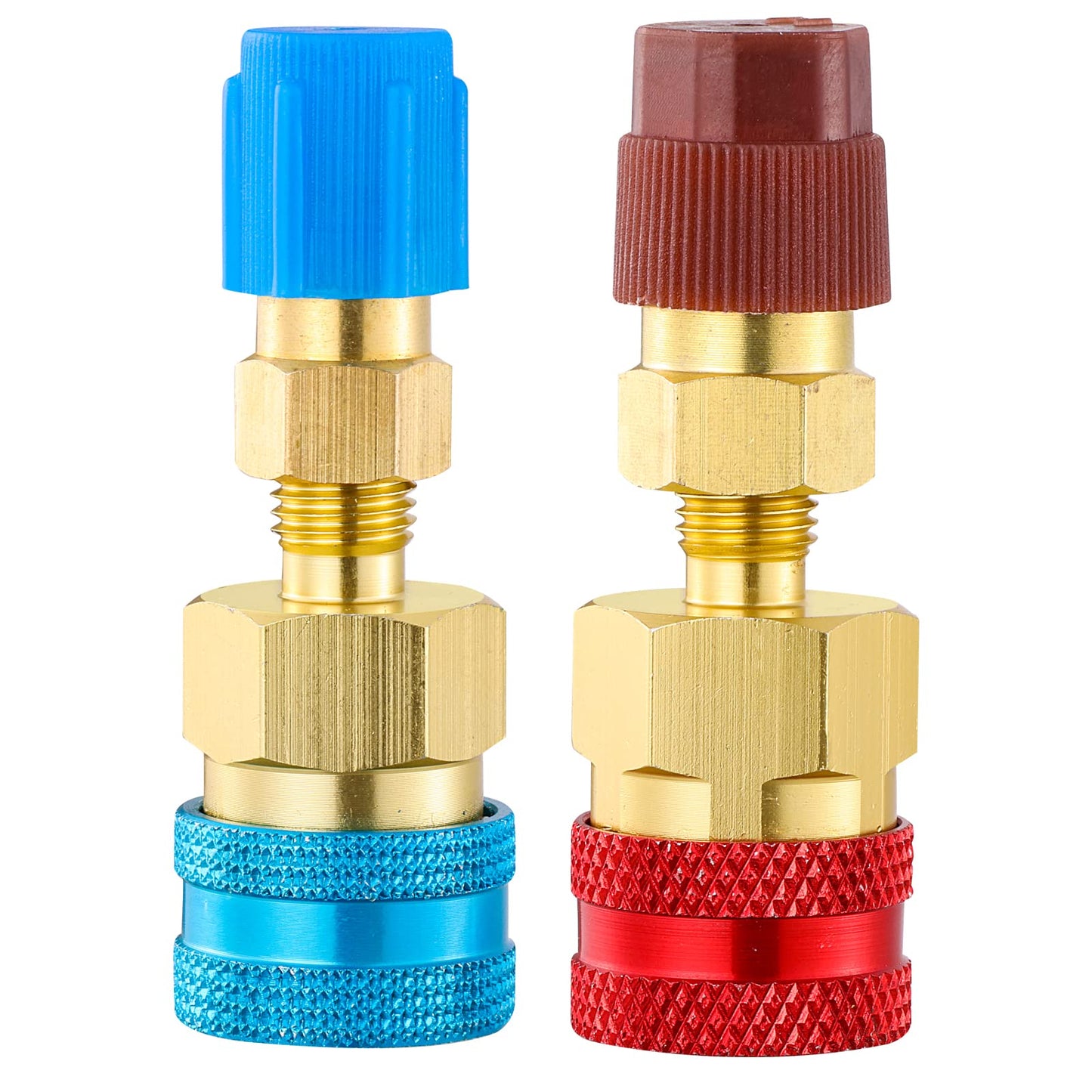 Tigbear R1234yf Quick Couplers Kit, R1234YF to R134A Quick Coupler Adapter, High/Low Side Quick Coupler R1234YF AC Charging Hose Adapter Fitting Connector for Car Conditioner AC Charging