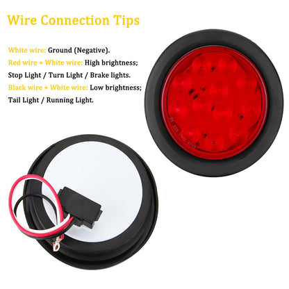 LIMICAR 4 Round LED Stop Turn Tail Lights, 12 LED Trailer Lights, 4 Inch LED Lights for Trucks, Stop Turn Signal Stop Brake Trailer Lights for Tractor Truck Bus Lorries RV (Pack of 4)