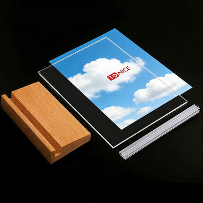 TONICE® 3 Pack 8.5x11 Acrylic Sign Holder L Shape Slant Back Design Clear Acrylic Frame Wood Base, Table Menu Display Stand, Flyer Display (Optional 8.5x11/5x7 Inch L/T Shape)
