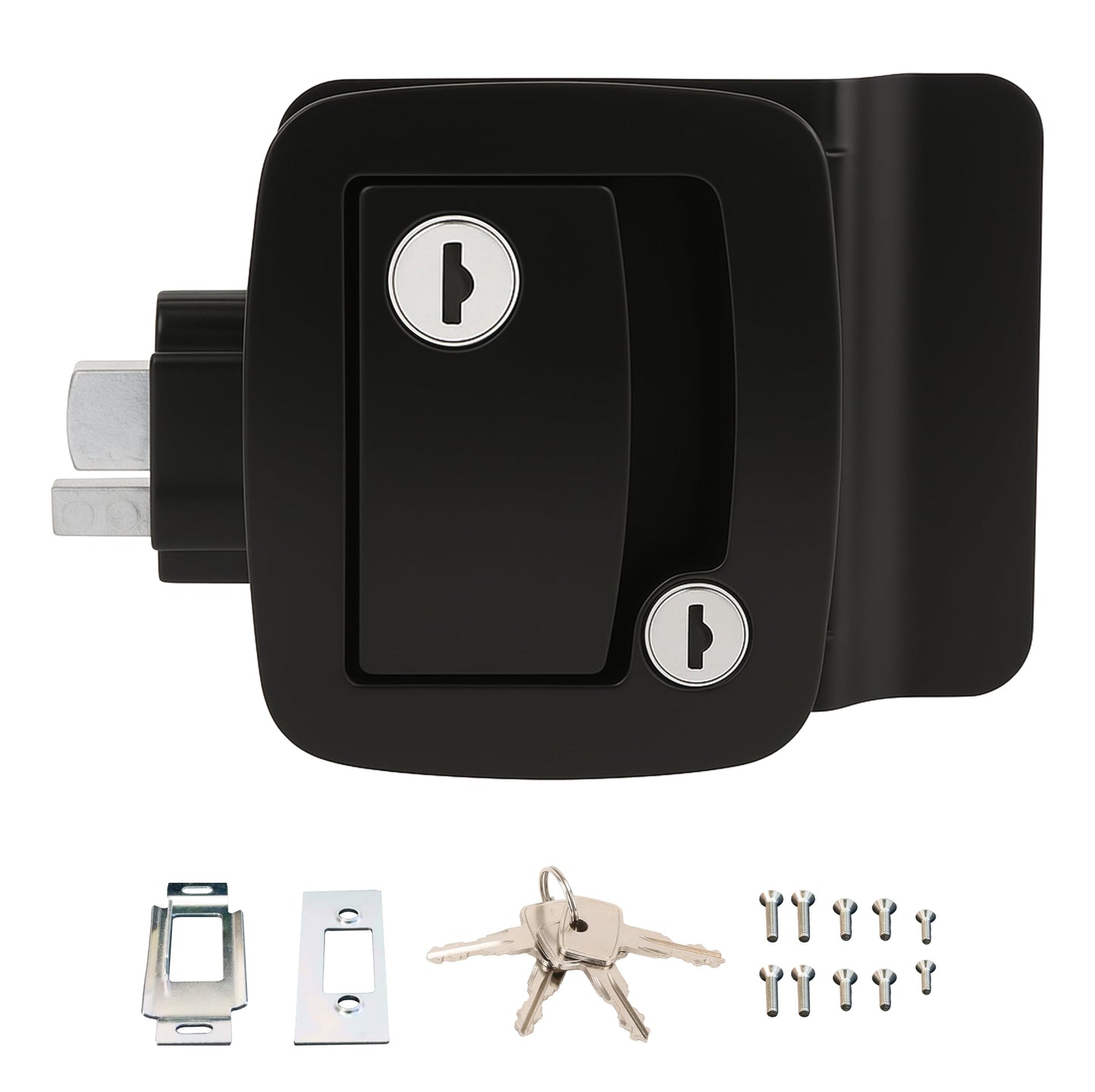 PEAKTOW PTS0007 Heavy Duty Zinc Alloy RV Camper Trailer Motorhome Entry Door Lock with Paddle Deadbolt Four Keys (Black)
