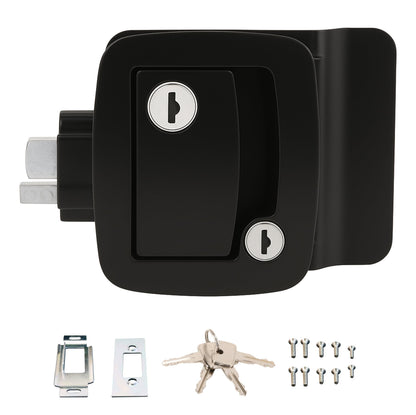 PEAKTOW PTS0007 Heavy Duty Zinc Alloy RV Camper Trailer Motorhome Entry Door Lock with Paddle Deadbolt Four Keys (Black)