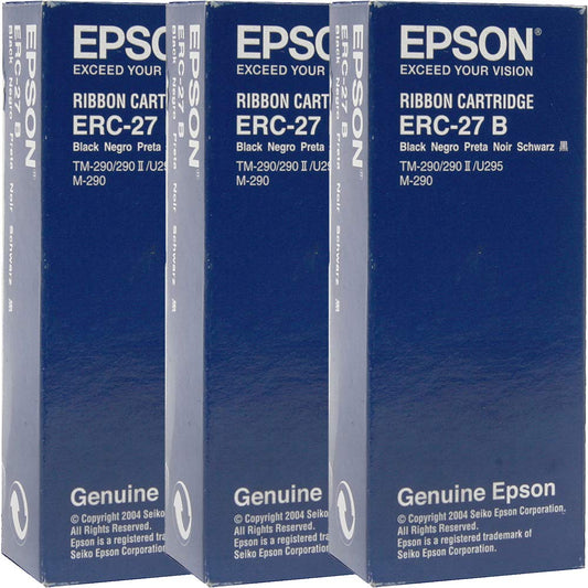 Genuine Epson ERC-27B-3 Black Ribbon Cartridge for POS Printers: TM-290/TM-U295 M-290 - Lot of 3